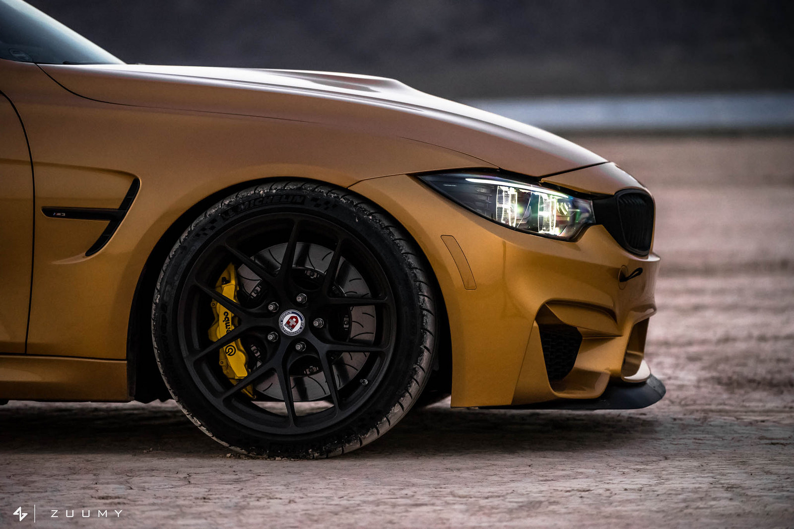 Sunburst Gold Metallic BMW M3 on New HRE Wheels