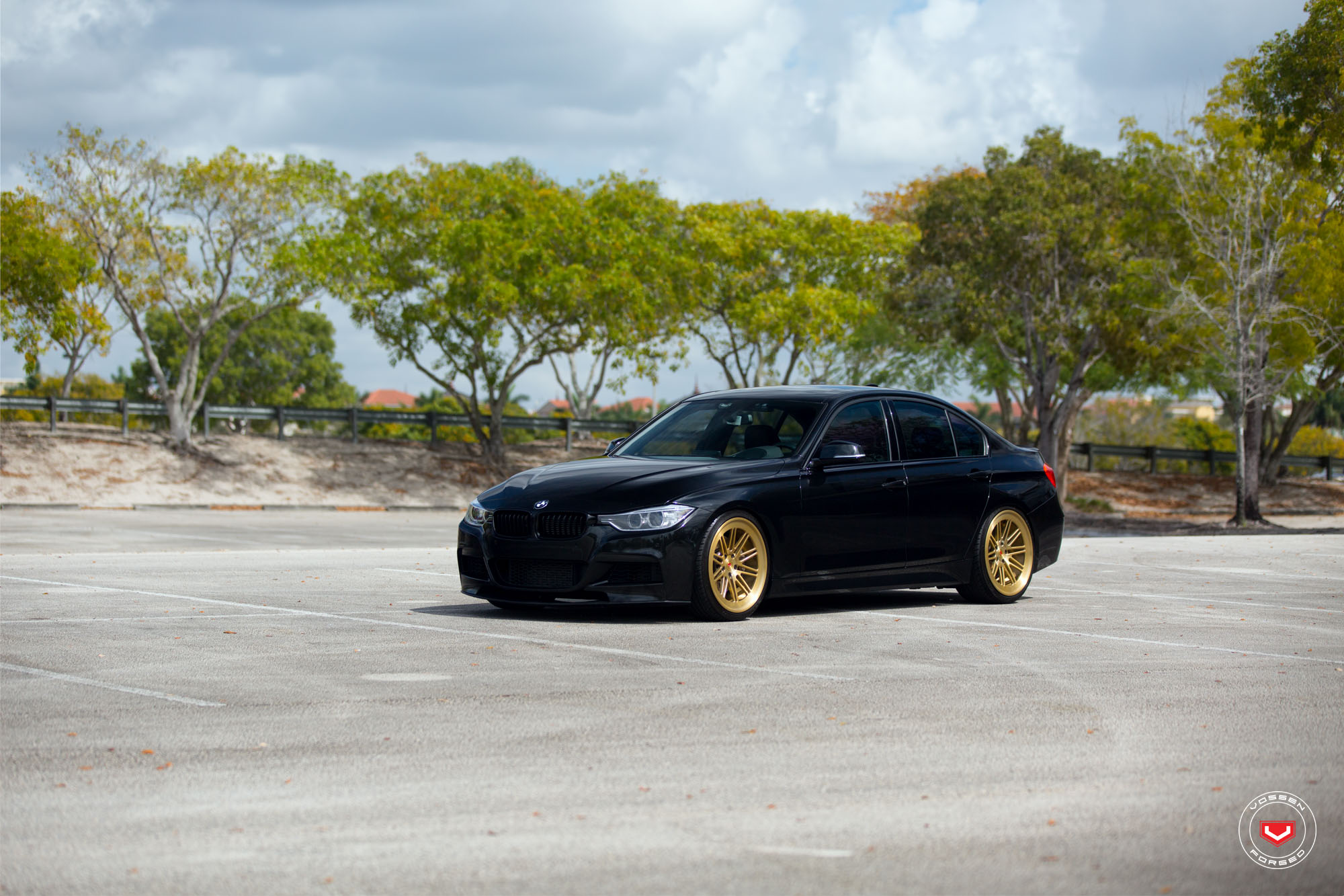 Jet Black BMW F30 335i With New Golden Wheels