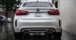 Alpine White X6 M Wearing Eisenmann Performance Exhaust