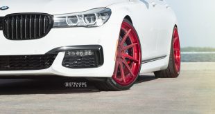 Alpine White BMW 7 Series Gets Red Strasse Wheels