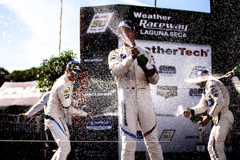 Podium for BMW Team RLL and the BMW M8 GTE at Laguna Seca