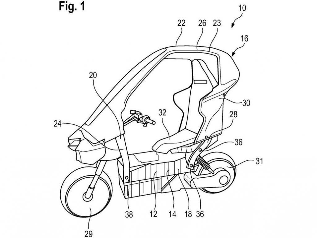 Convertible electric scooter with airbags patented by BMW