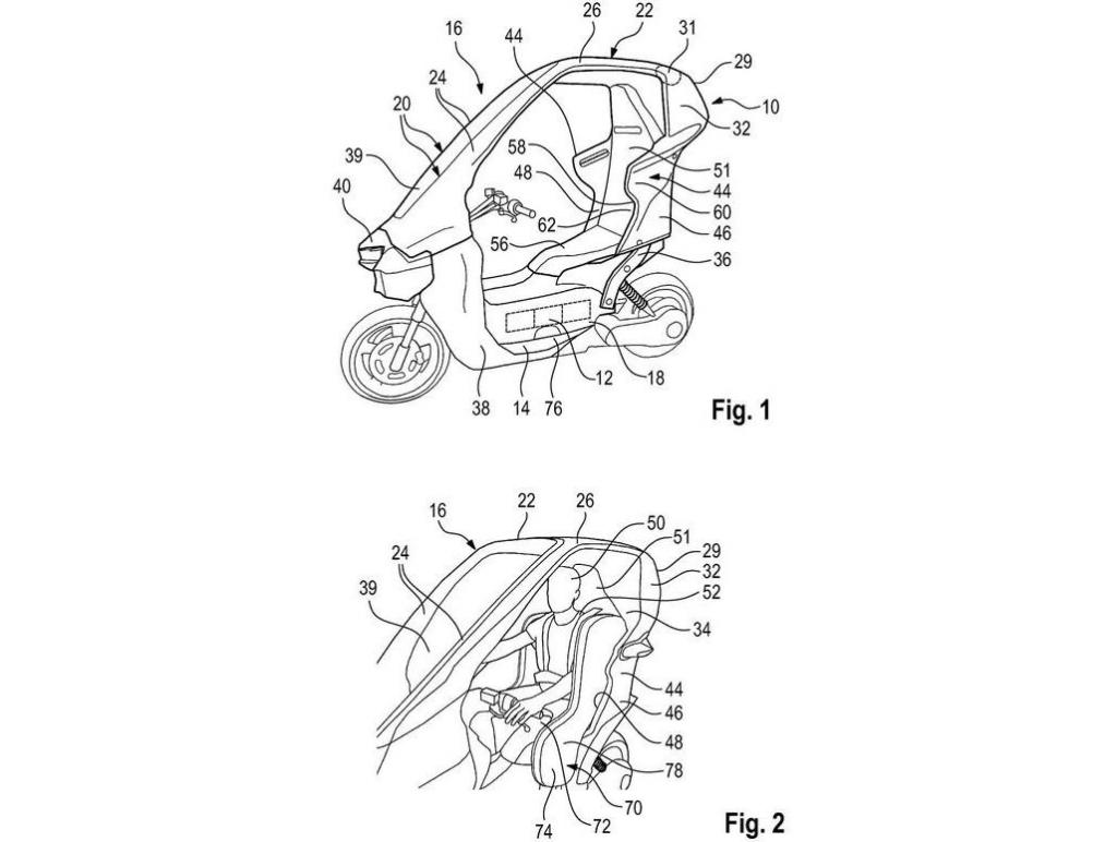 Convertible electric scooter with airbags patented by BMW